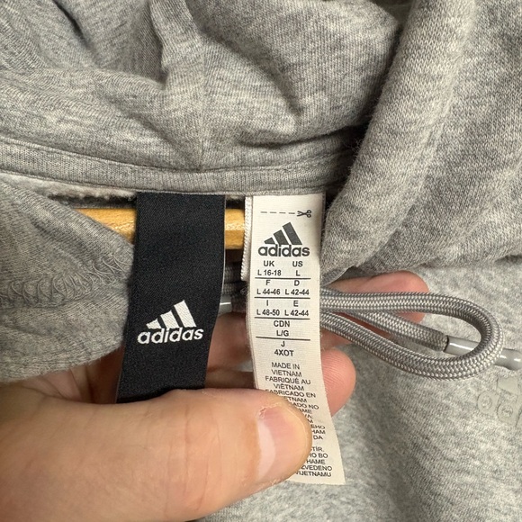 adidas Gray Hooded Sweatshirt with Black Stripes - Picture 4 of 4